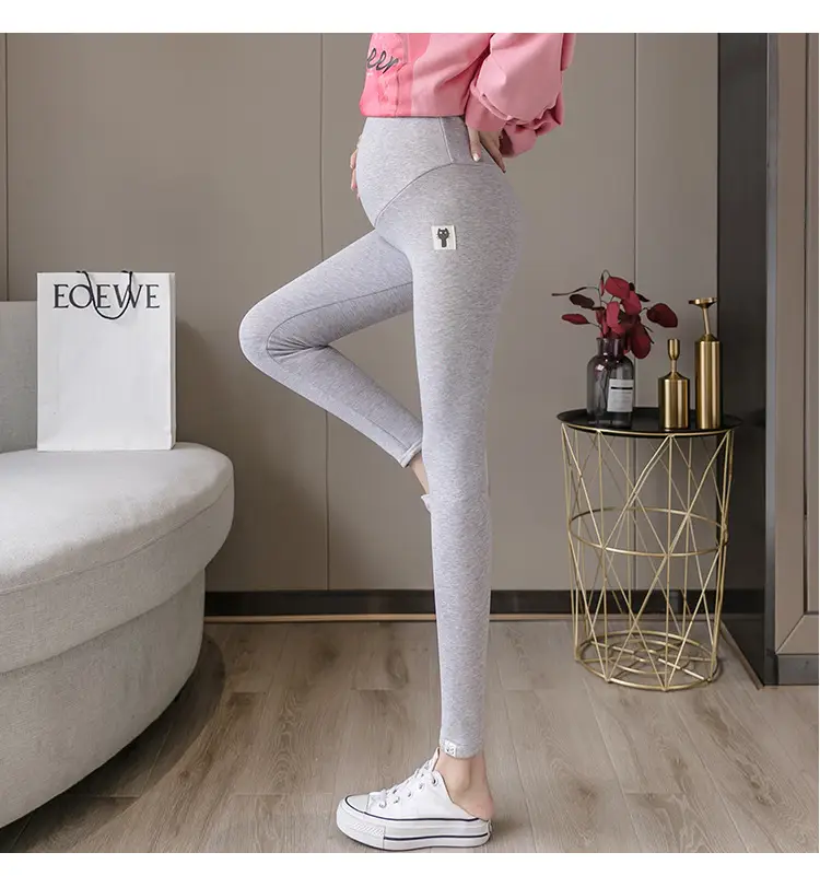 Pregnant Women's Grey Kitten Pants Adjustable Belly Pants — feature 34