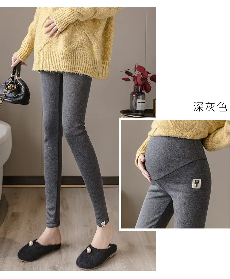 Pregnant Women's Grey Kitten Pants Adjustable Belly Pants — feature 36