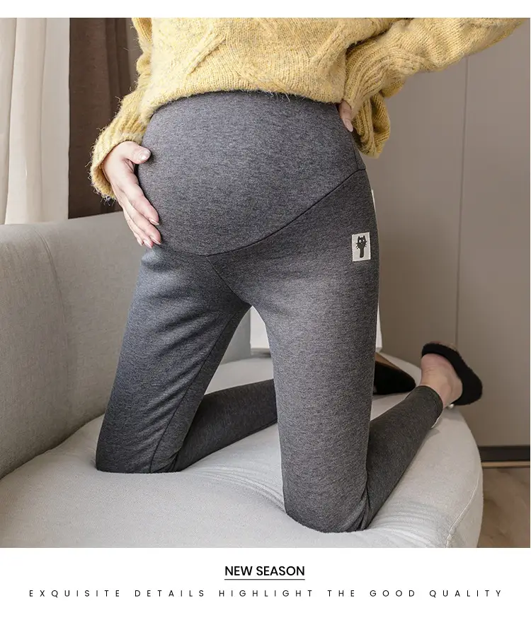 Pregnant Women's Grey Kitten Pants Adjustable Belly Pants — feature 38