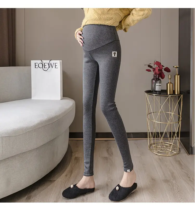 Pregnant Women's Grey Kitten Pants Adjustable Belly Pants — feature 42
