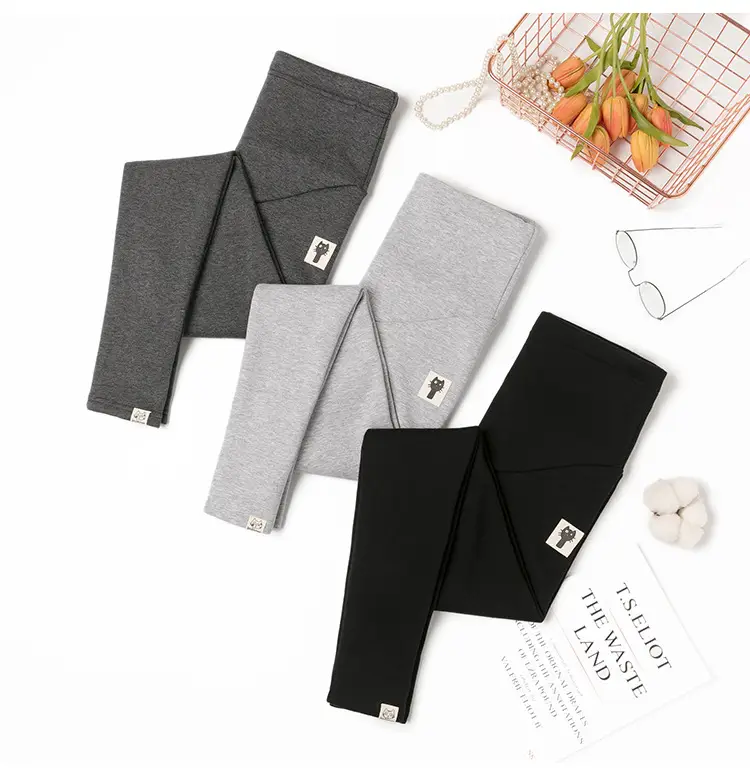 Pregnant Women's Grey Kitten Pants Adjustable Belly Pants — feature 47