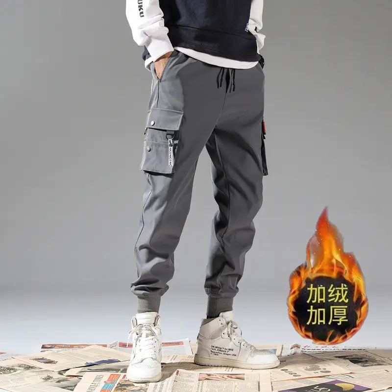 Men's Fleece Lined Sweatpants Black White Grey Winter Warm