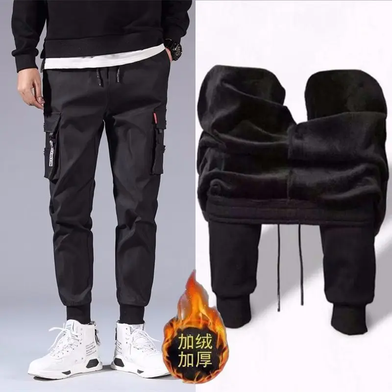 Men's Fleece Lined Sweatpants Black White Grey Winter Warm
