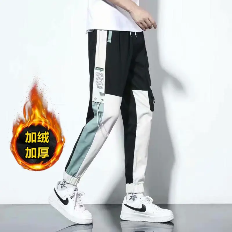 Men's Fleece Lined Sweatpants Black White Grey Winter Warm