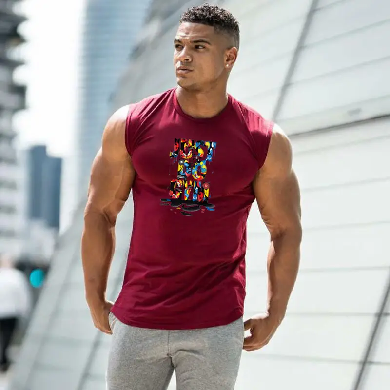 Men Sleeveless Muscle Vests Green Summer Sports Wear - Image 7