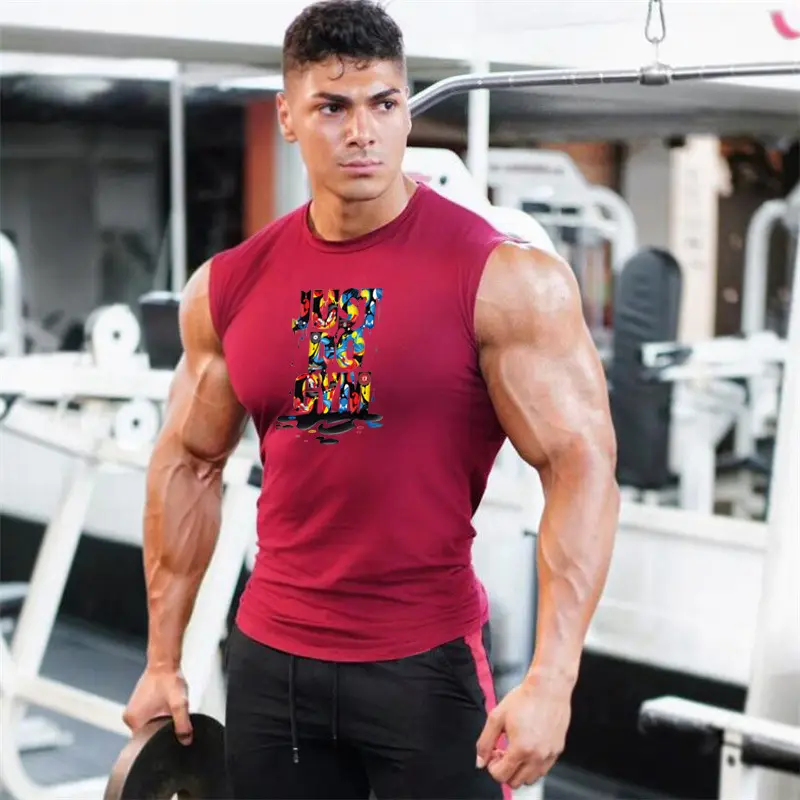 Men Sleeveless Muscle Vests Green Summer Sports Wear - Image 8