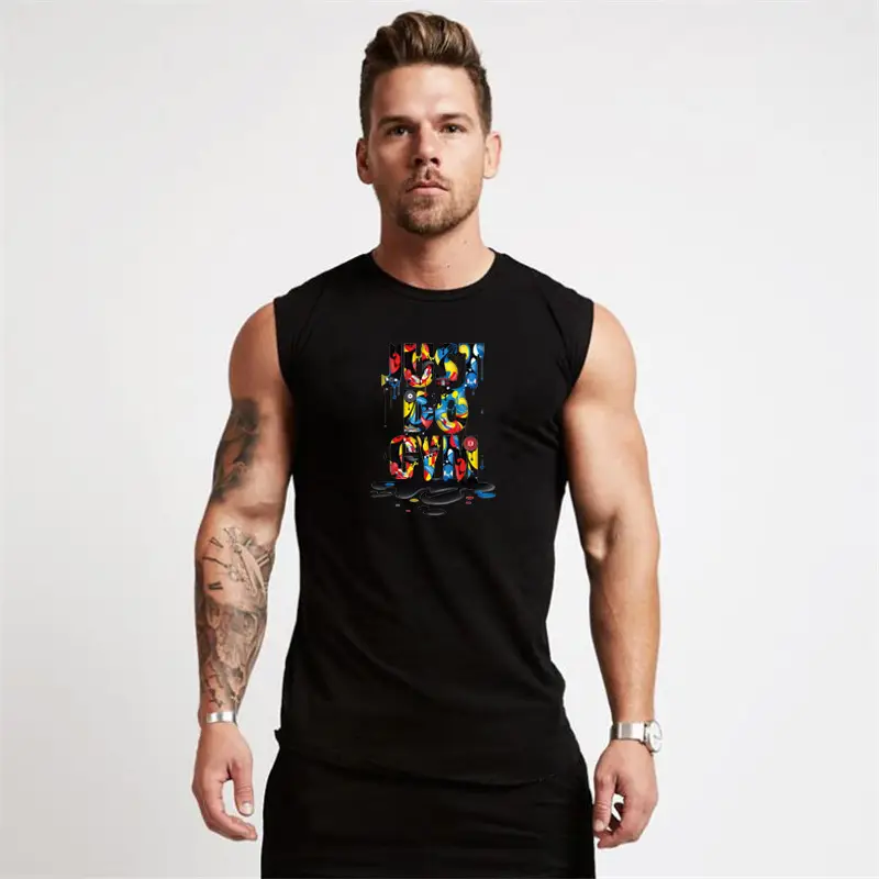 Men Sleeveless Muscle Vests Green Summer Sports Wear - Image 2