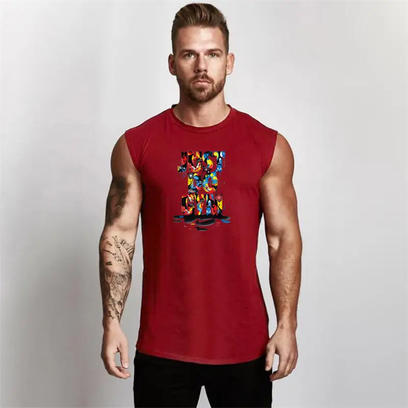 Men Sleeveless Muscle Vests Green Summer Sports Wear - Image 4