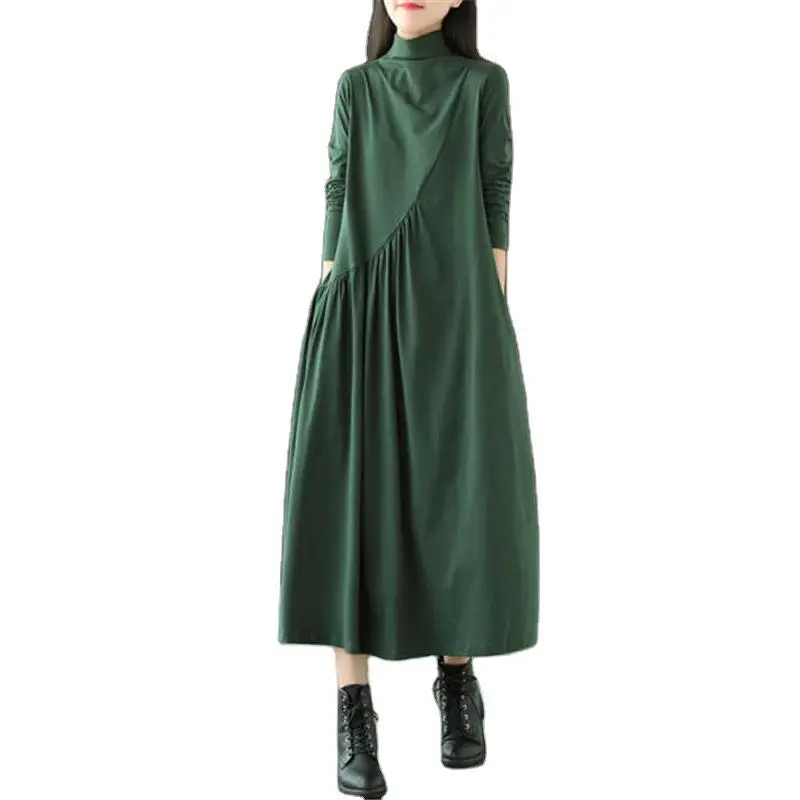 2025 Women's Green Long Sleeve Skirt Dress - Image 29