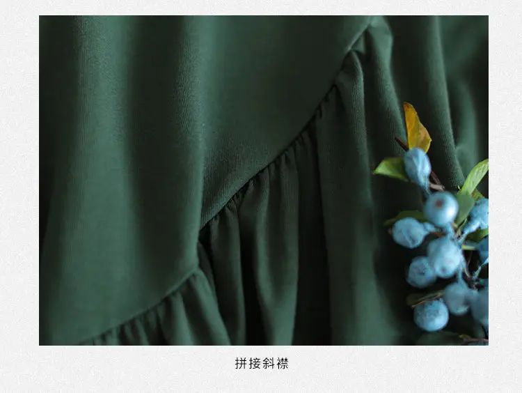 2025 Women's Green Long Sleeve Skirt Dress — feature 19