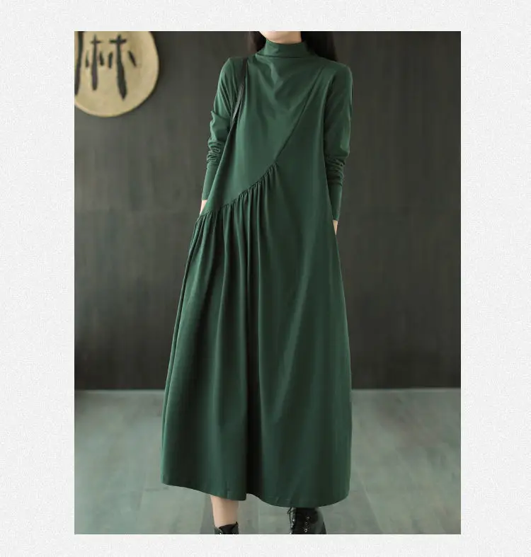 2025 Women's Green Long Sleeve Skirt Dress — feature 35