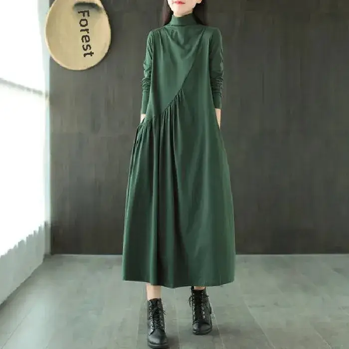2025 Women's Green Long Sleeve Skirt Dress - Image 15