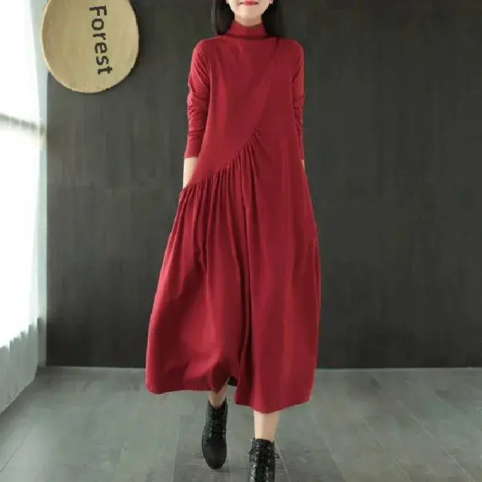 2025 Women's Green Long Sleeve Skirt Dress - Image 3