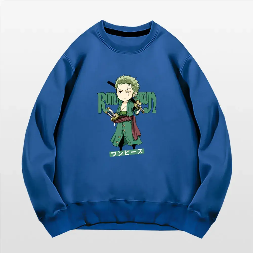 Men's Blue Anime Zorro Solon Crewneck Sweatshirt - Image 5