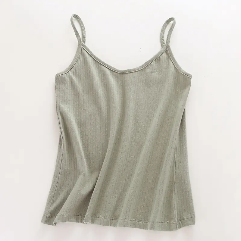 Popular Pure Cotton Camisole Women's Knitted Outer Wear Large Size Suspbottomer Inner Layering Shirt Pure Color Bottoming Vest Women's Summer
