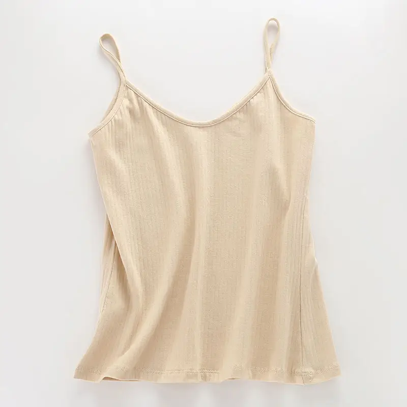 Popular Pure Cotton Camisole Women's Knitted Outer Wear Large Size Suspbottomer Inner Layering Shirt Pure Color Bottoming Vest Women's Summer