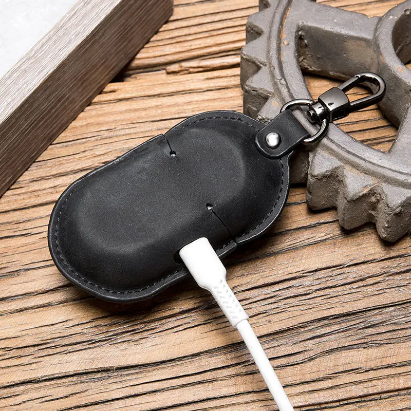 Black Leather Bluetooth Earphone Cover for Samsung Buds - Image 3