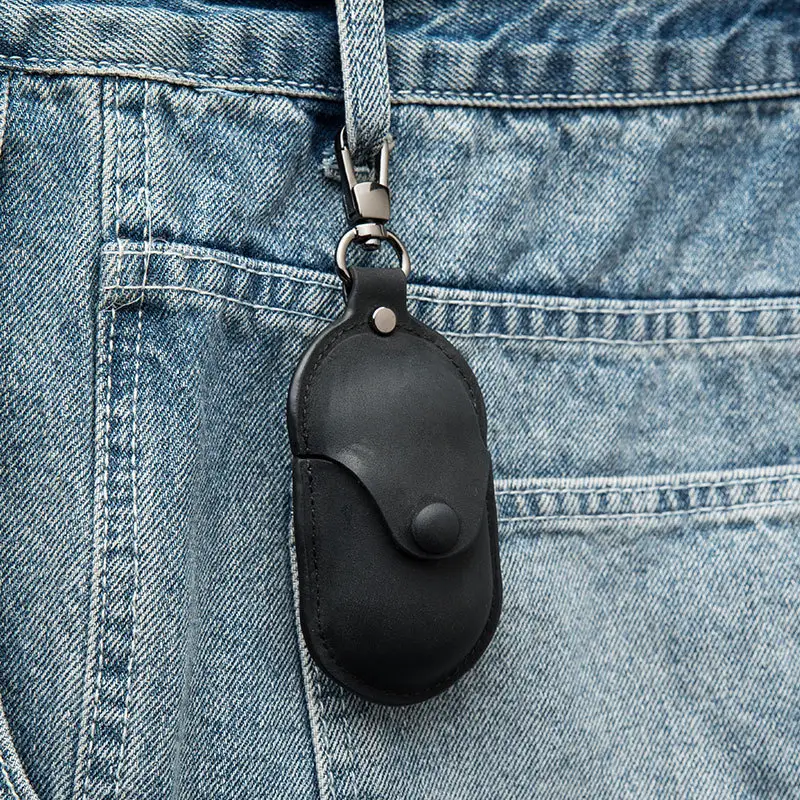 Black Leather Bluetooth Earphone Cover for Samsung Buds - Image 4