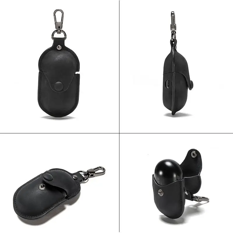 Black Leather Bluetooth Earphone Cover for Samsung Buds - Image 6