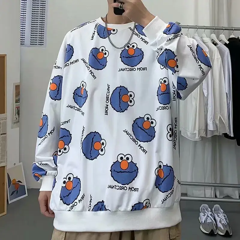 Men's Grey Bird Print Sweatshirt Large All Season