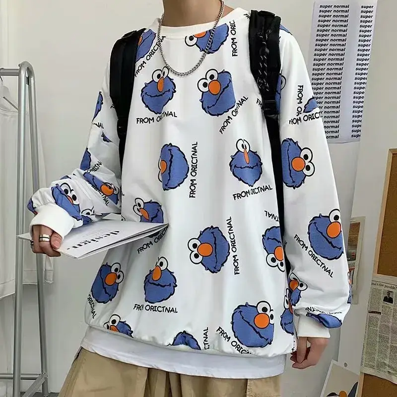 Men's Grey Bird Print Sweatshirt Large All Season