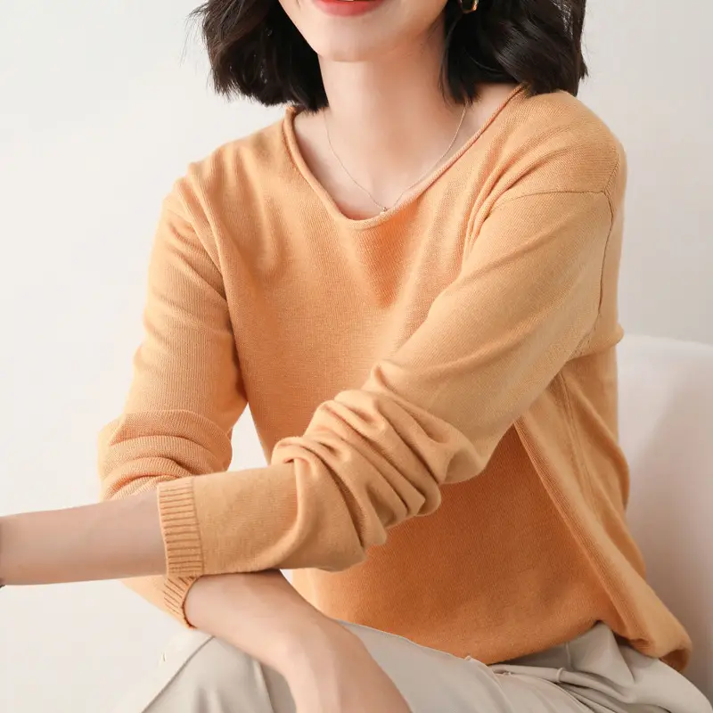2025 Women Black Knitted Sweater Low Round Neck - Image 6