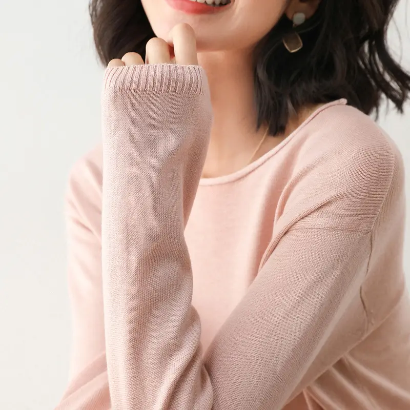2025 Women Black Knitted Sweater Low Round Neck - Image 2