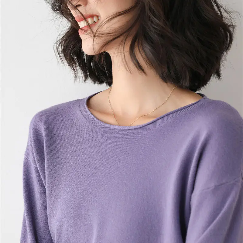 2025 Women Black Knitted Sweater Low Round Neck - Image 3