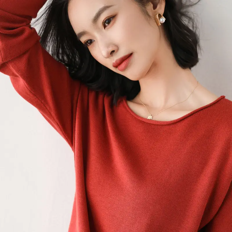 2025 Women Black Knitted Sweater Low Round Neck - Image 5