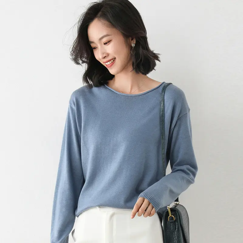 2025 Women Black Knitted Sweater Low Round Neck - Image 8