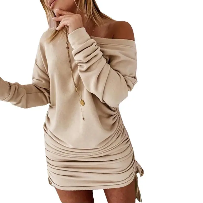Purple Drawstring Ruched Long Sleeve Dress - Image 10