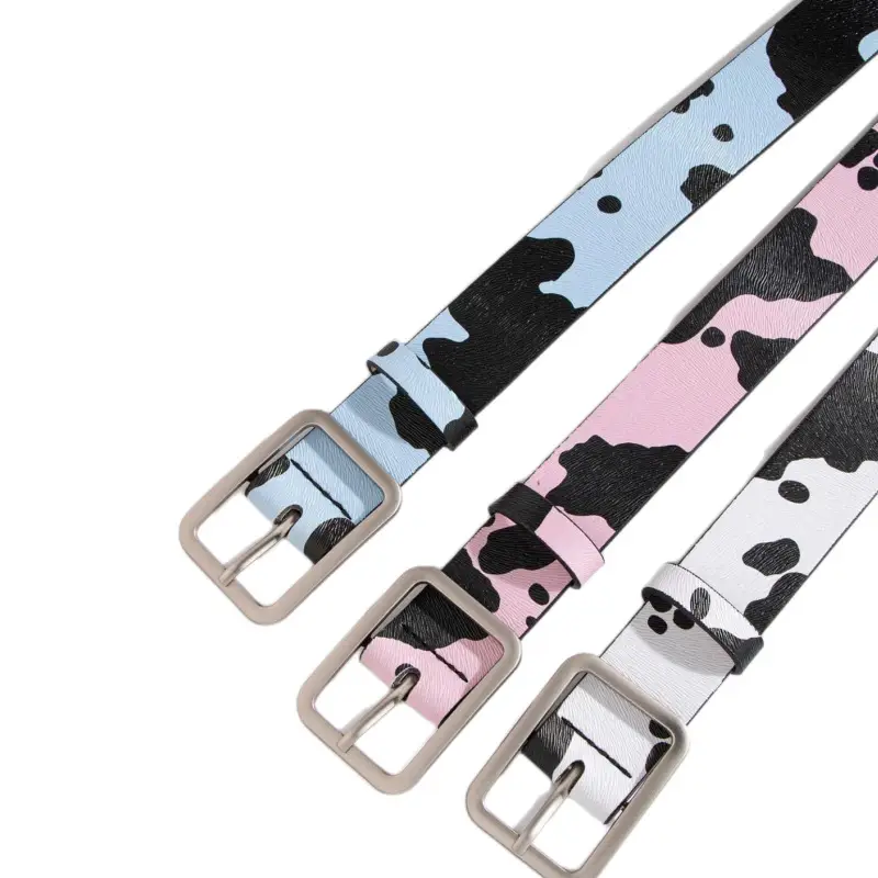Cow Print Belt for Women PU Leather