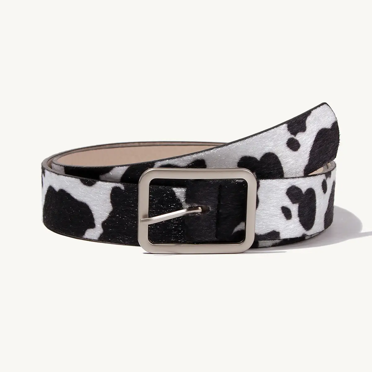 Cow Print Belt for Women PU Leather
