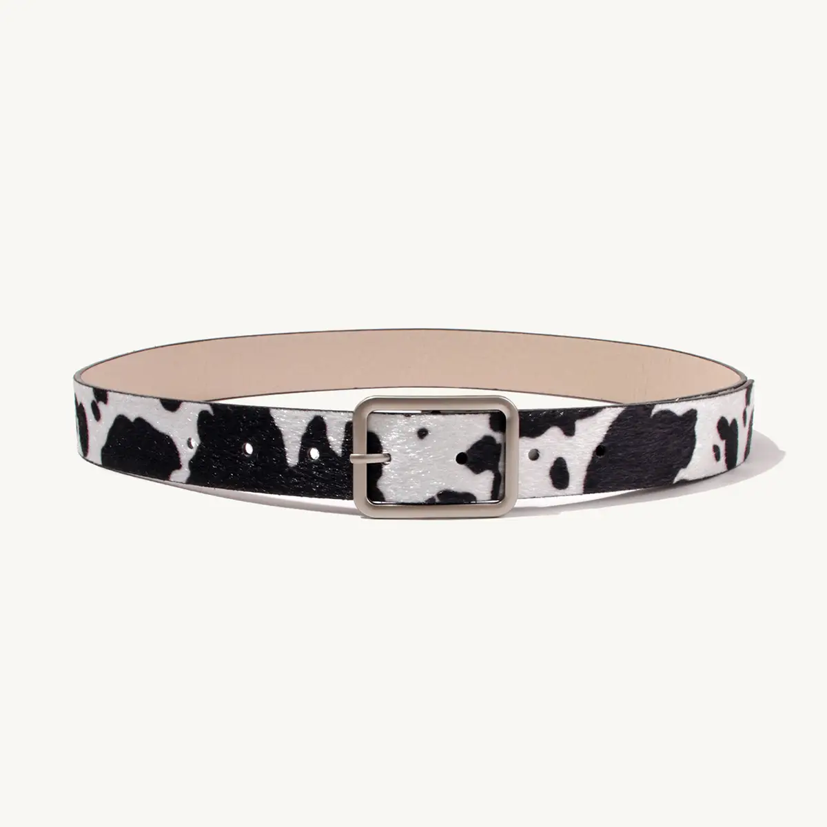 Cow Print Belt for Women PU Leather