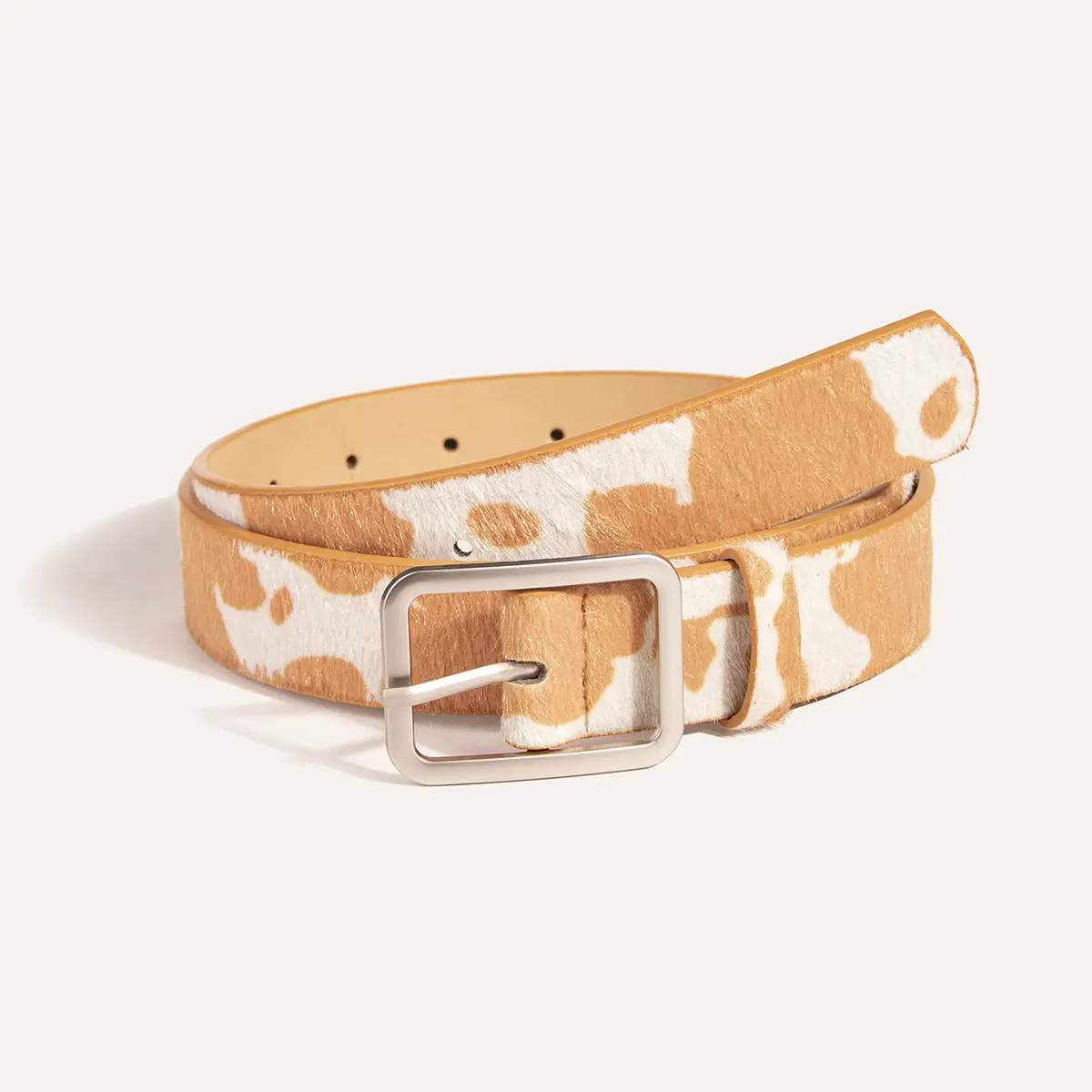 Cow Print Belt for Women PU Leather