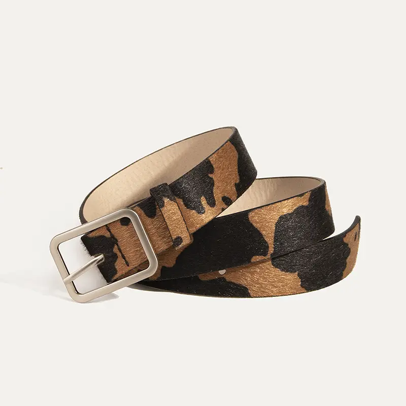 Cow Print Belt for Women PU Leather