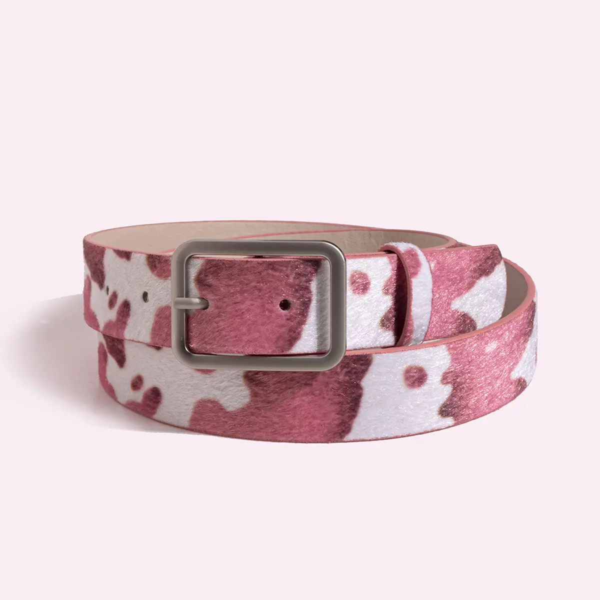 Cow Print Belt for Women PU Leather