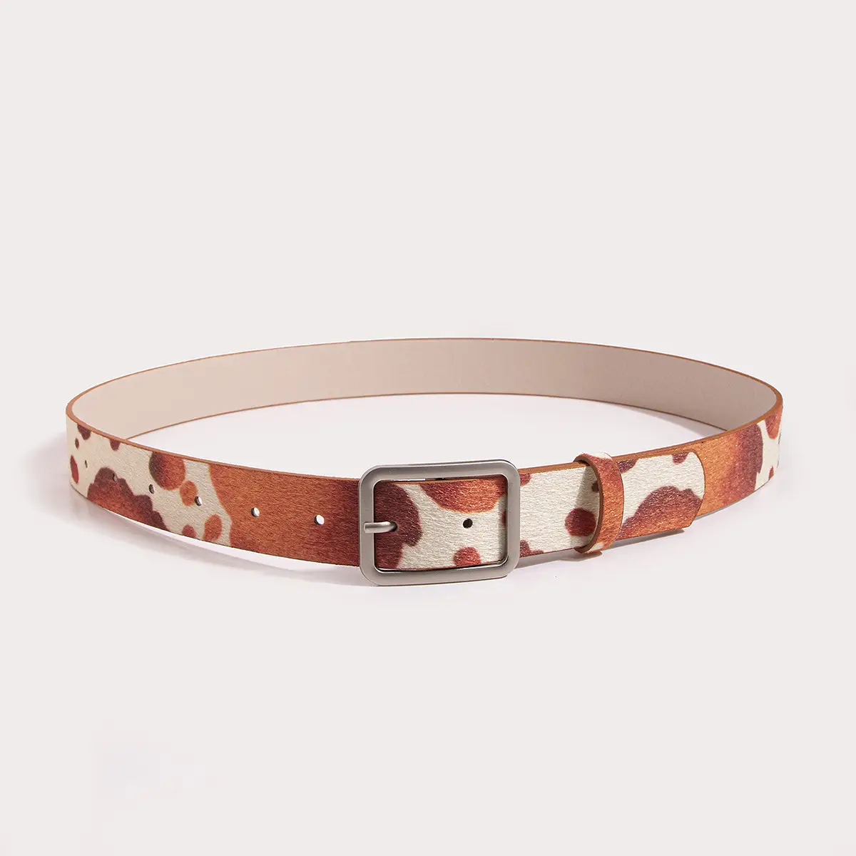 Cow Print Belt for Women PU Leather