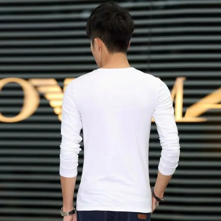 Men's Black Long Sleeve V-Neck T-Shirt Slim Fit - Image 17