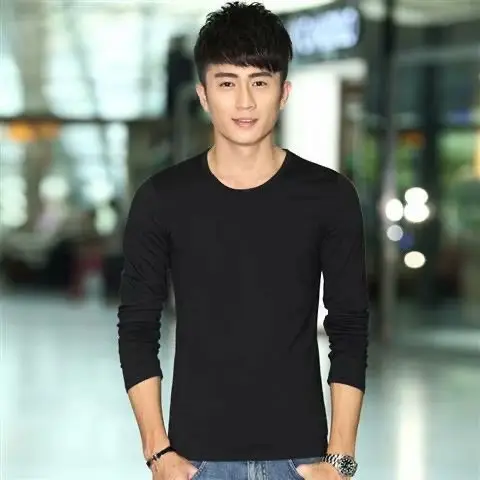 Men's Black Long Sleeve V-Neck T-Shirt Slim Fit - Image 12