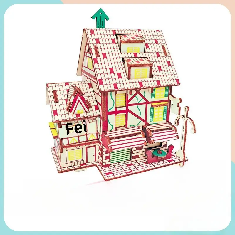 3D Wooden Puzzle House for Kids Educational Toy - Image 22
