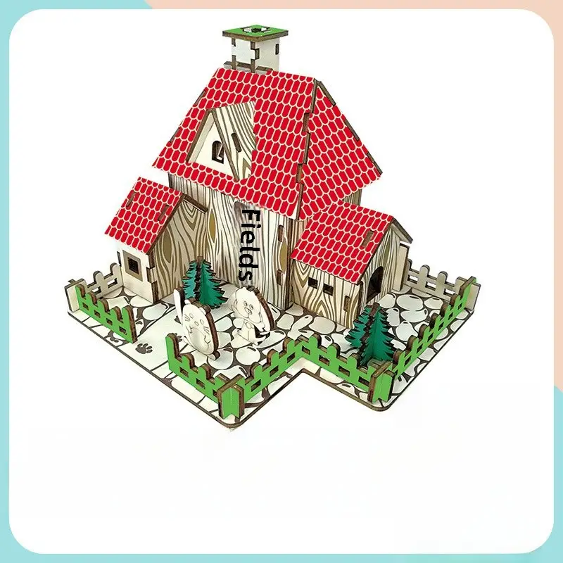 3D Wooden Puzzle House for Kids Educational Toy - Image 25