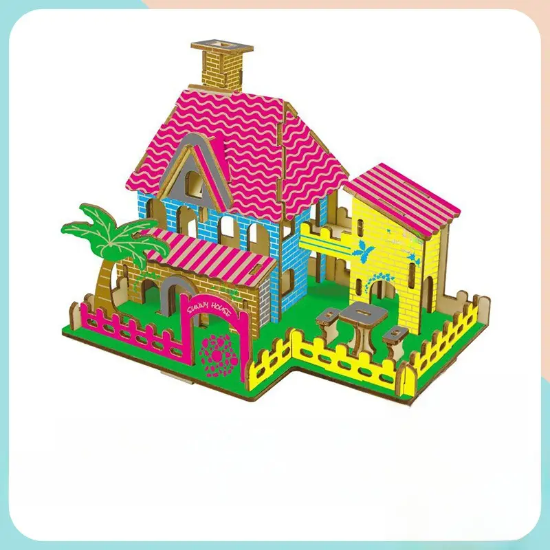 3D Wooden Puzzle House for Kids Educational Toy - Image 28