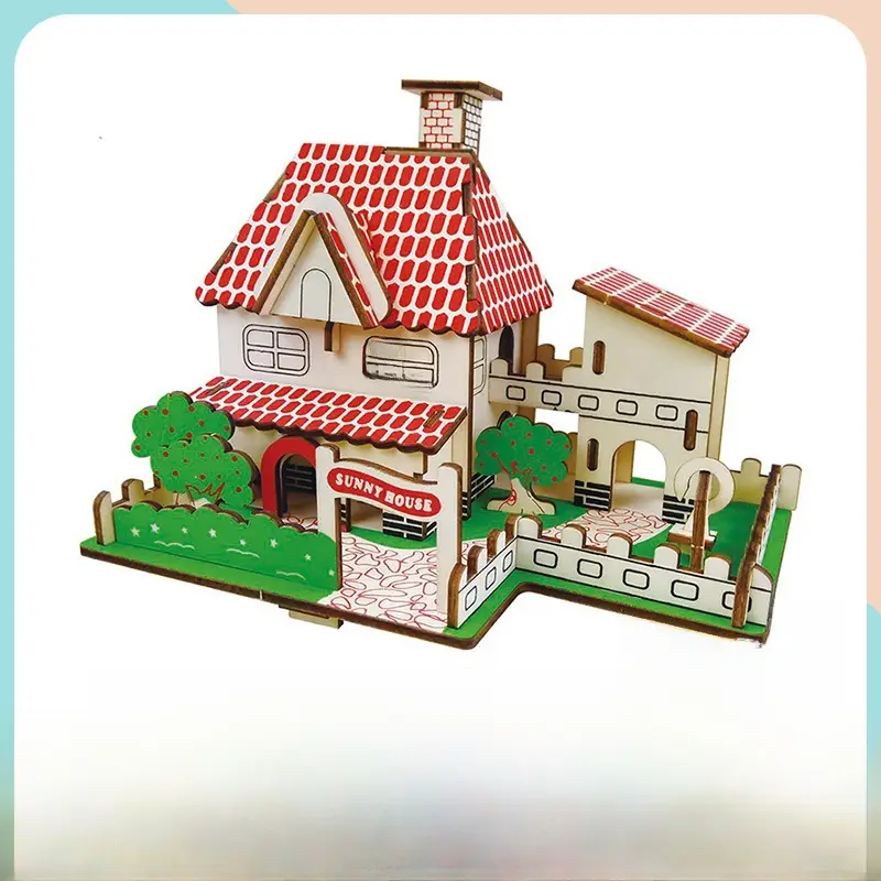 3D Wooden Puzzle House for Kids Educational Toy - Image 32