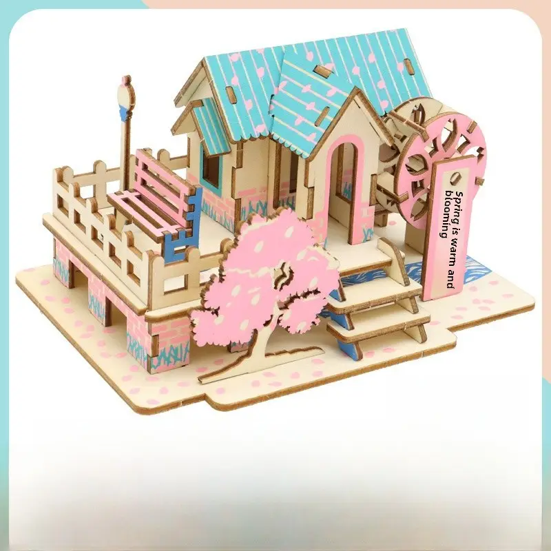3D Wooden Puzzle House for Kids Educational Toy - Image 41