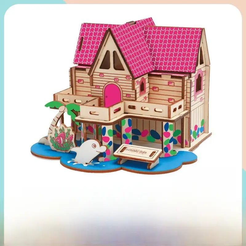3D Wooden Puzzle House for Kids Educational Toy - Image 42