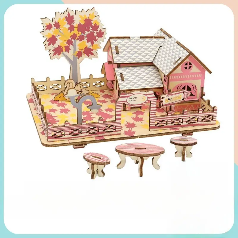 3D Wooden Puzzle House for Kids Educational Toy - Image 43