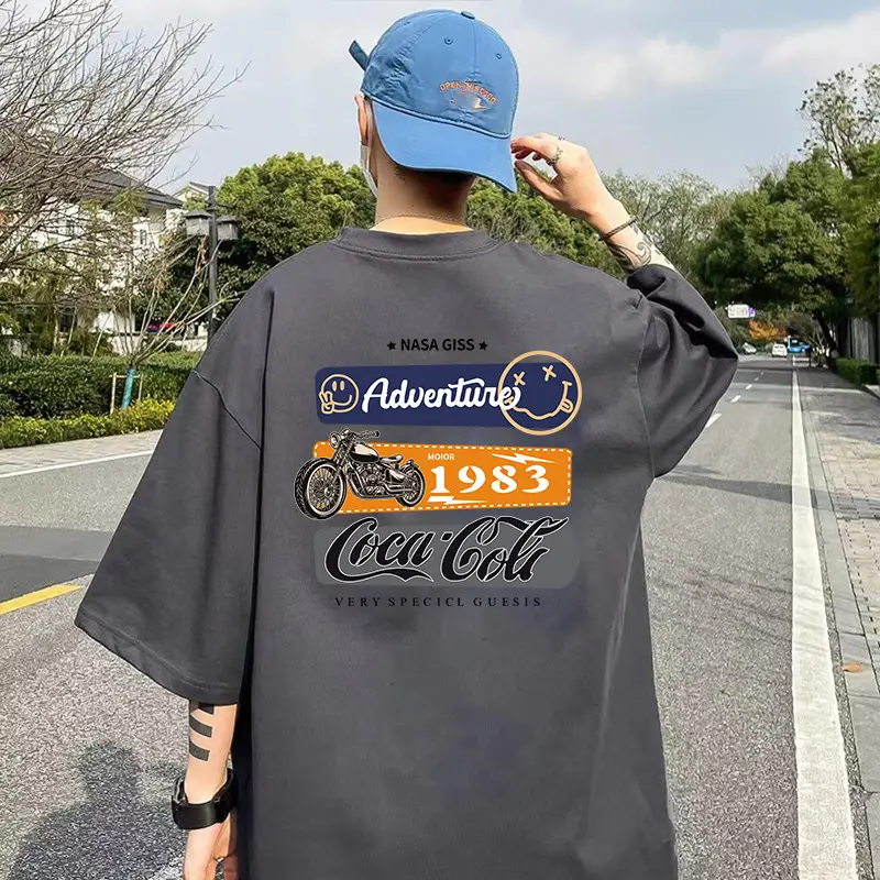 Men 220g Motorcycle Graphic T-Shirt Grey - Image 18