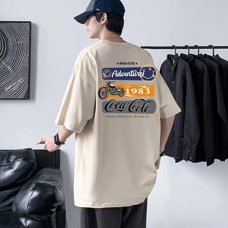 Men 220g Motorcycle Graphic T-Shirt Grey - Image 12