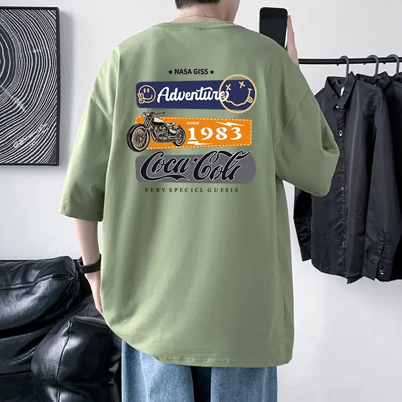 Men 220g Motorcycle Graphic T-Shirt Grey - Image 6